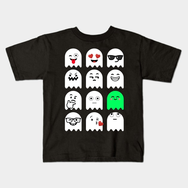 Emoji Faces Ghost White Kids T-Shirt by vo_maria